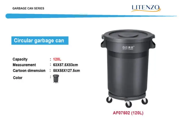 Tempat Sampah Bulat Kapasitas 120 Liter